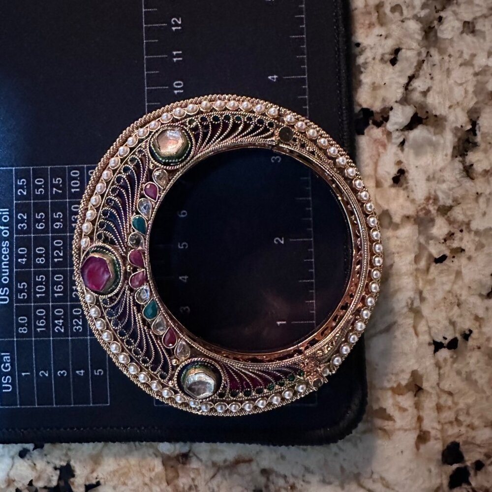 Antique East Indian Inspired Womens Bangle Intricate Design Collectible Costume - Picture 7 of 9